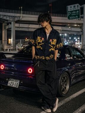 Vintage Y2K Mecca Dragon Button Up Shirt Size XL Streetwear